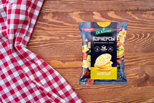 Чипсы цельнозерновые кукурузно-рисовые с сыром начо 50 гр.