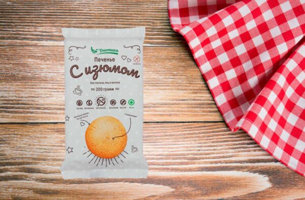 Печенье сдобное "ДИЕТИКА" с изюмом 200 гр.